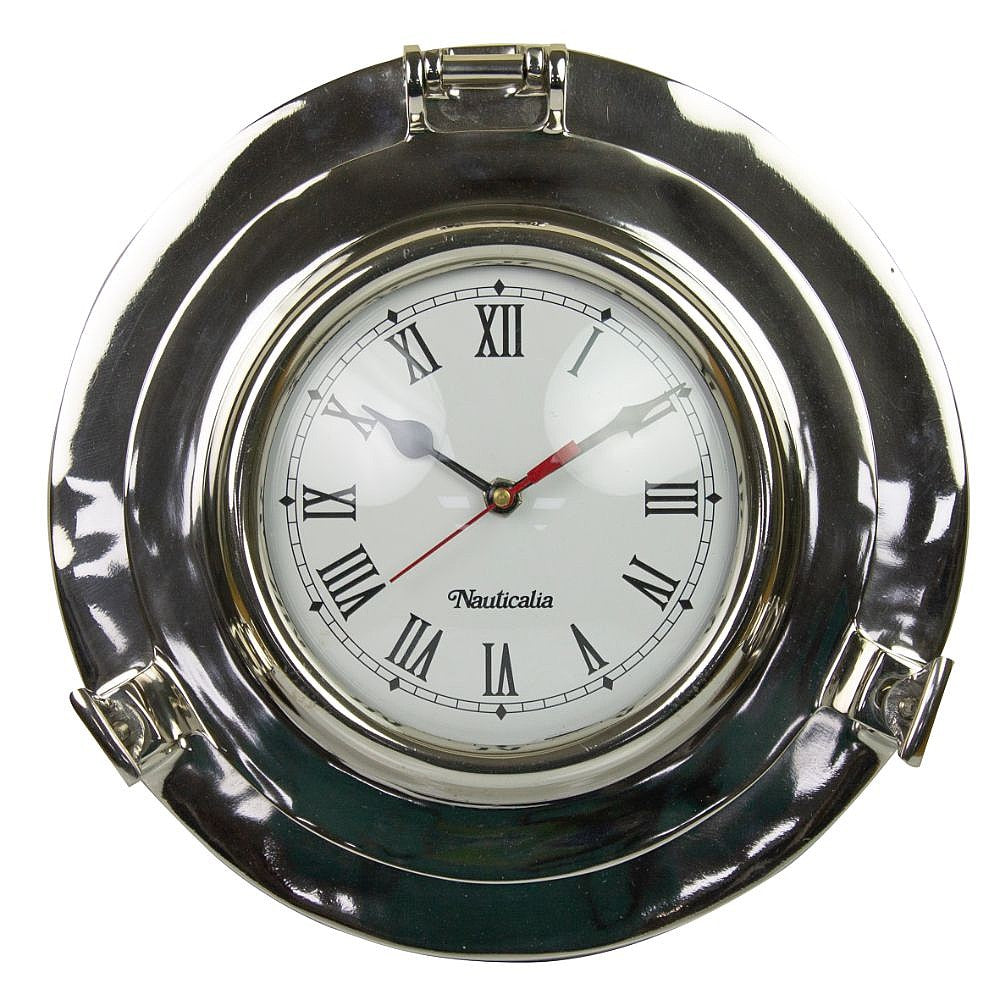 Aluminium Porthole Clock, 28cm at Nauticalia - Shop Online.