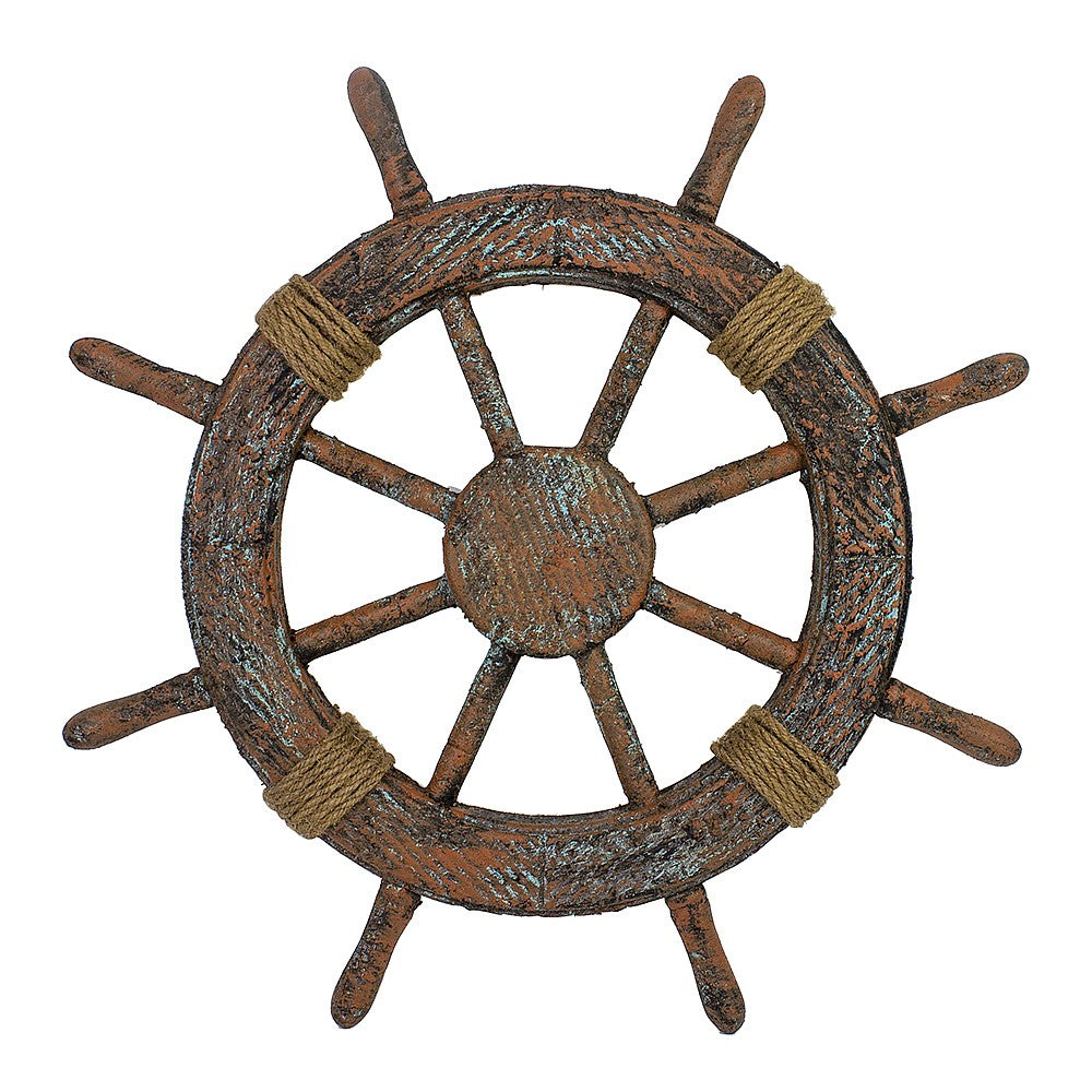 Antique Marine 18 Wooden Ship Wheel Porthole Vintage Clock