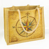 Compass Rose Jute Shopping Bag