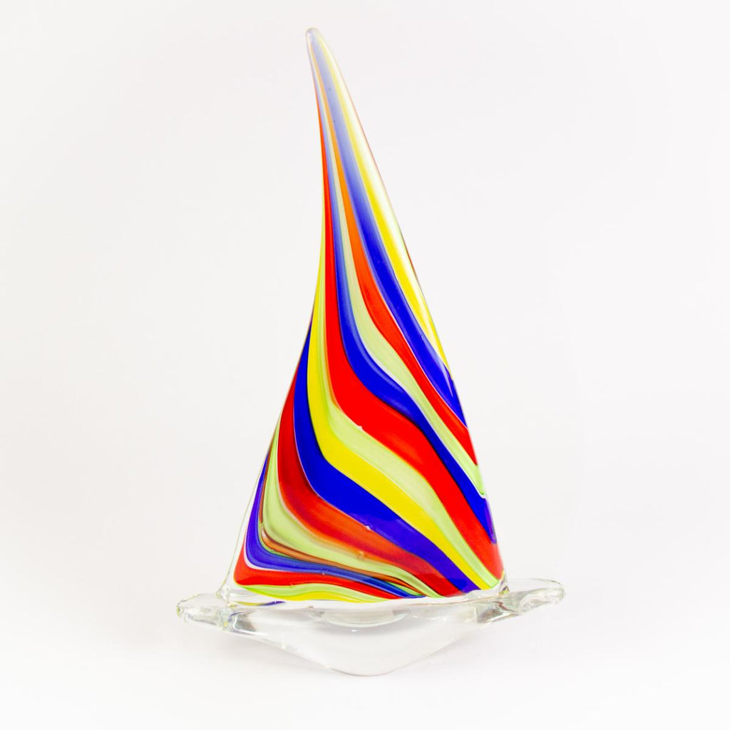 Glass Sailing Boat, multi coloured, 33cm