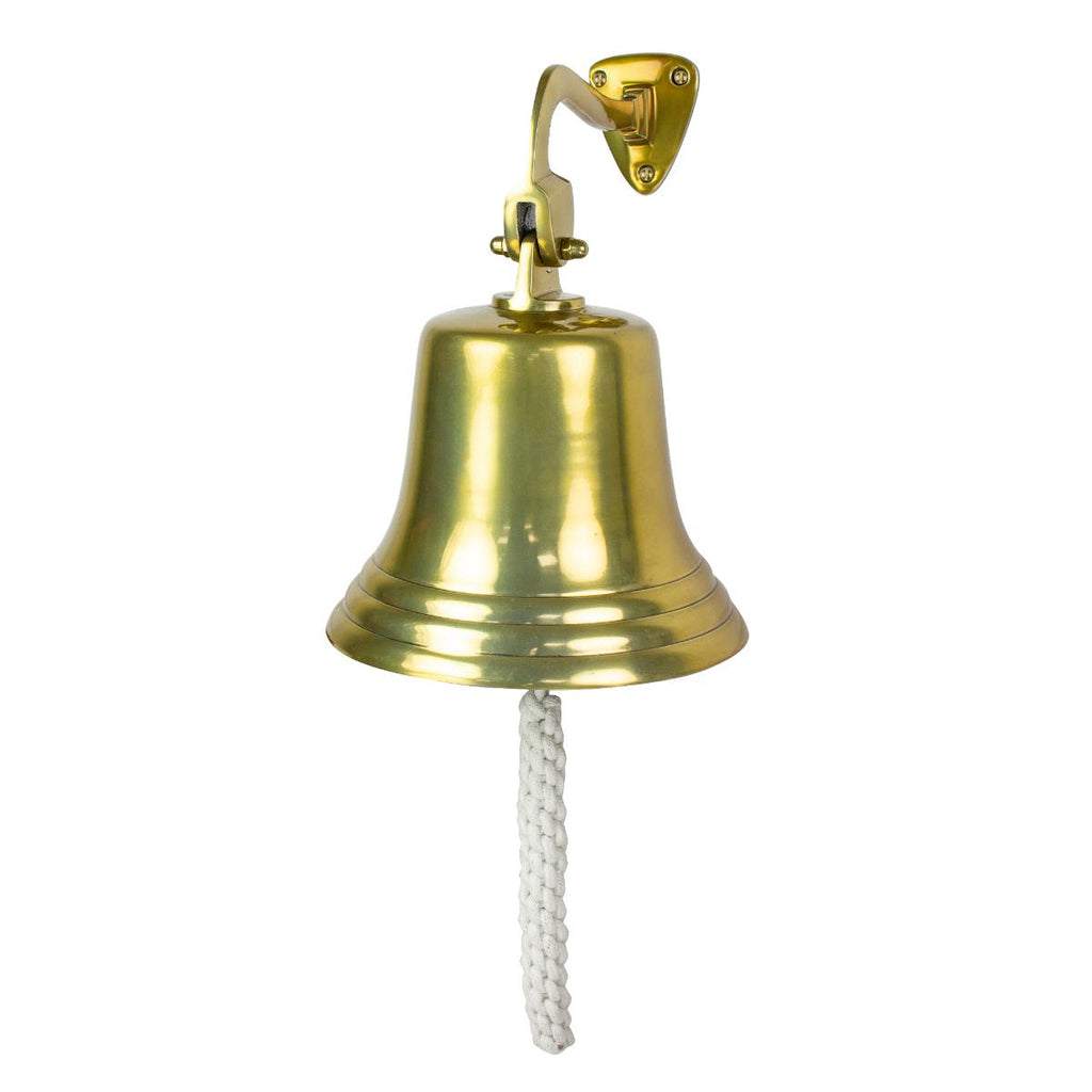 8" Aluminium Bell with Lanyard, antique brass finish