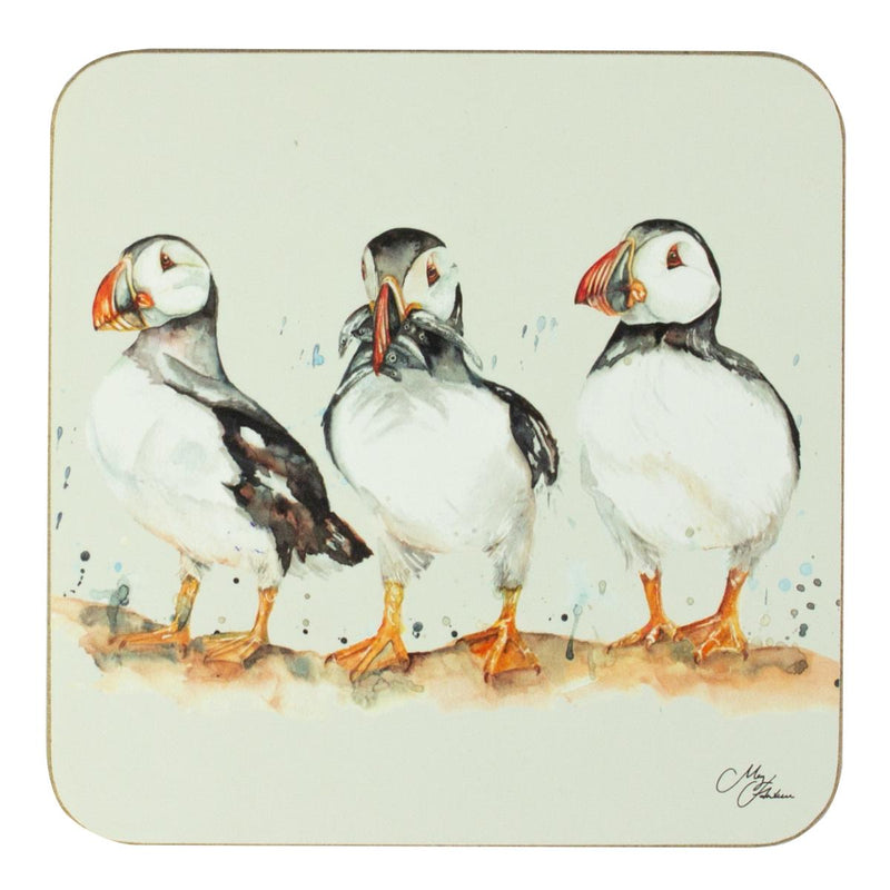 Meg Hawkins Puffin Trio Coasters, set of 4