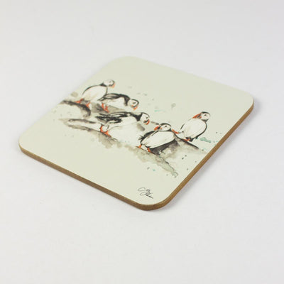 Meg Hawkins Puffin Trio Coasters, set of 4