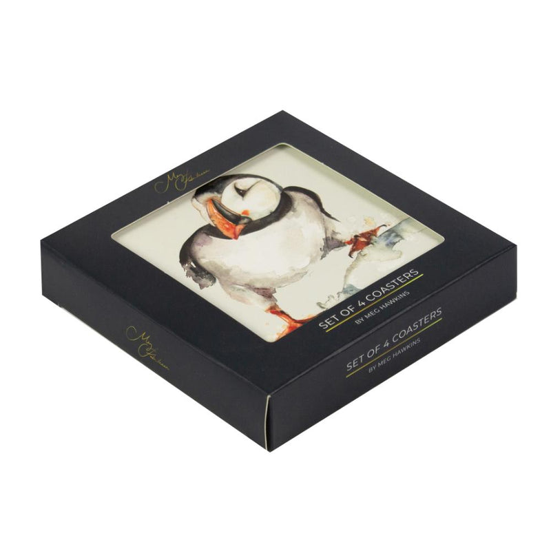 Meg Hawkins Puffin Coasters, set of 4