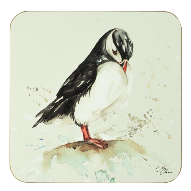 Meg Hawkins Puffin Coasters, set of 4