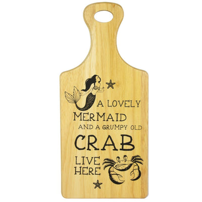 Mermaid and Crab Wooden Board, 34cm