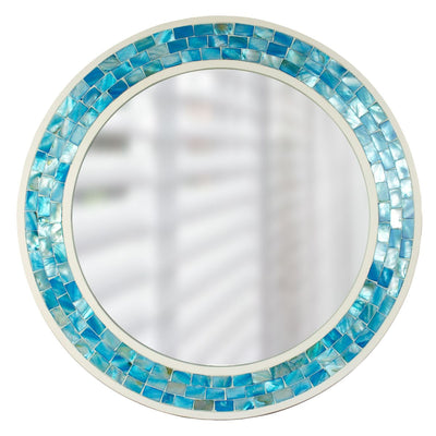 Circular Mosaic Mirror, Blue, 50cm