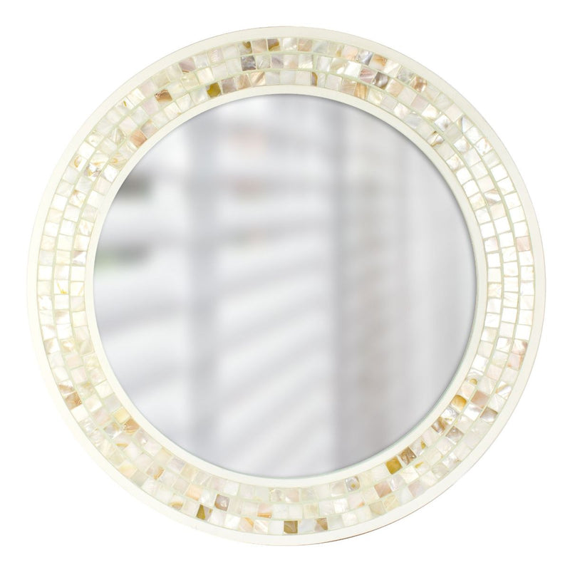 Circular Mosaic Mirror, Natural, 50cm