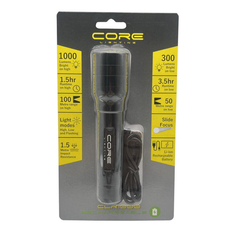 Core Rechargeable Focusing Torch, 1000 lumens