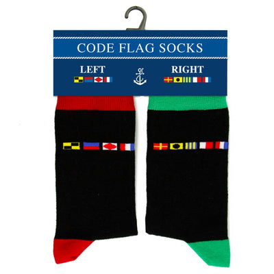 Left & Right Code Flag Socks, red/green