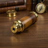 Brass telescope with wood veneer finish
