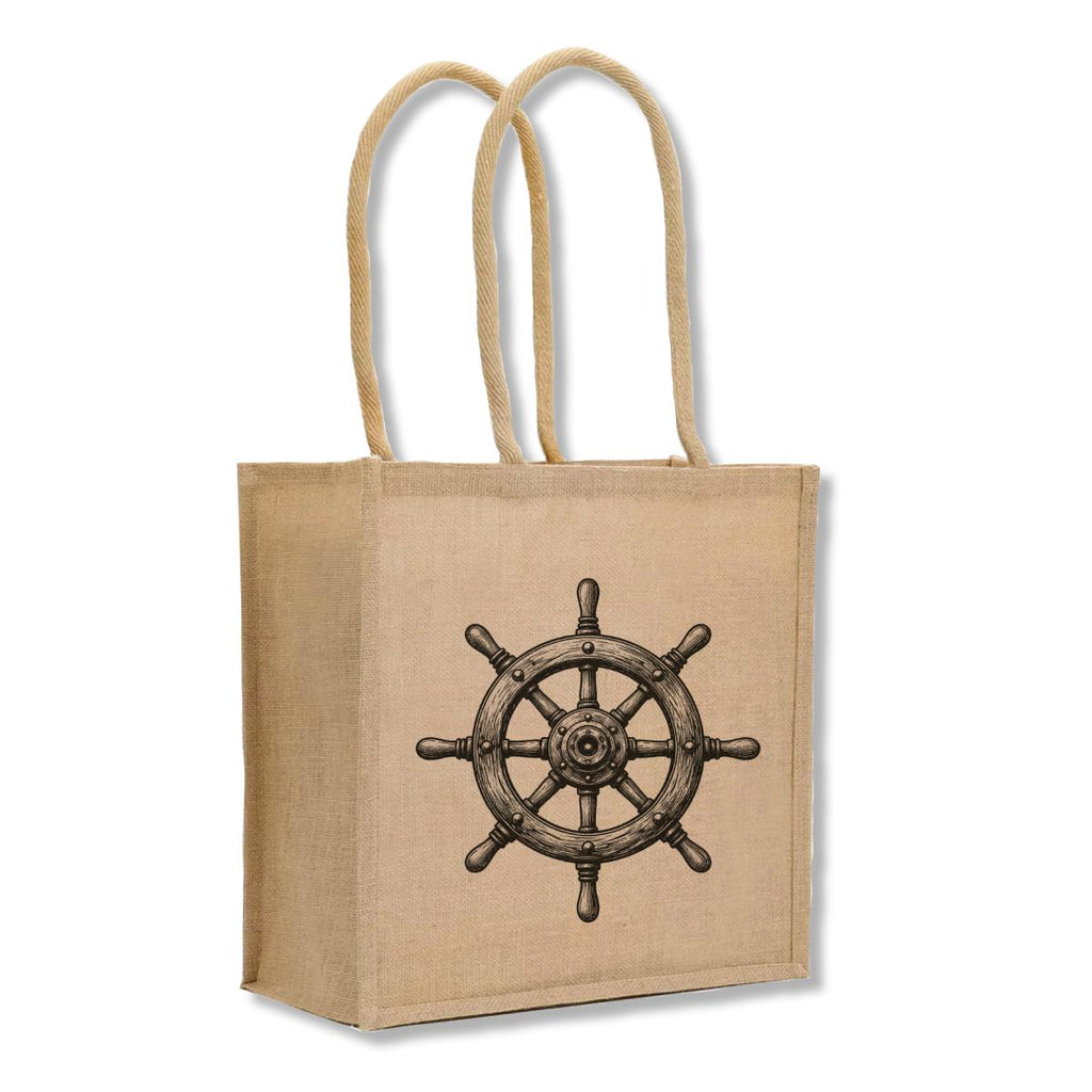 Ship's Wheel Jute Shopping Bag