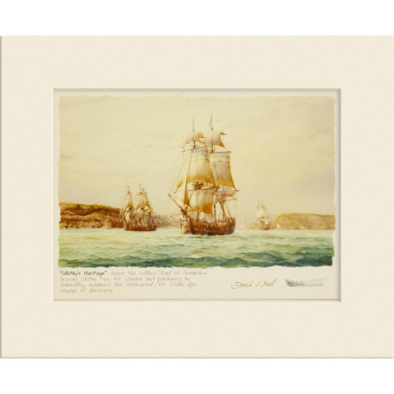 David Bell Whitby Heritage - Endeavour, signed mounted print