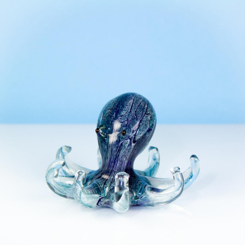 Glass Octopus, blue, 15cm