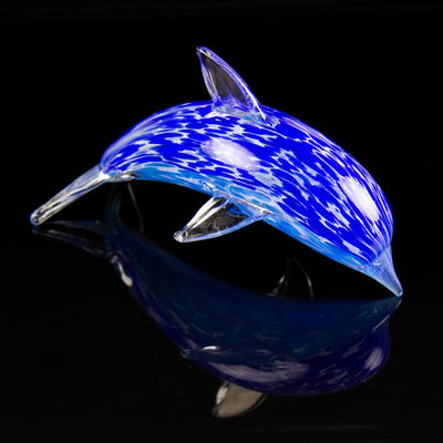 Glass Dolphin, blue, 20cm