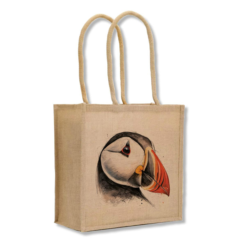 Puffin Portrait Jute Shopping Bag