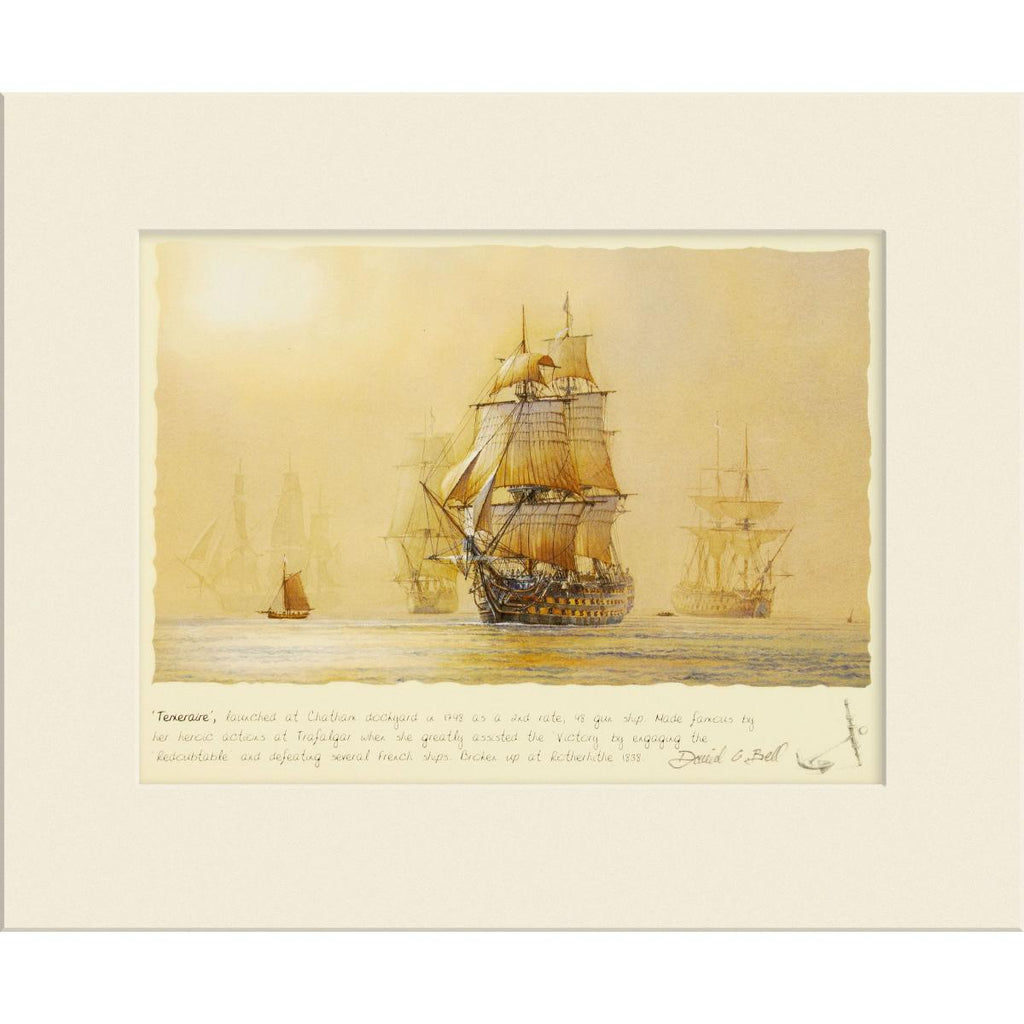 David Bell Temeraire, signed mounted print, 26x21cm