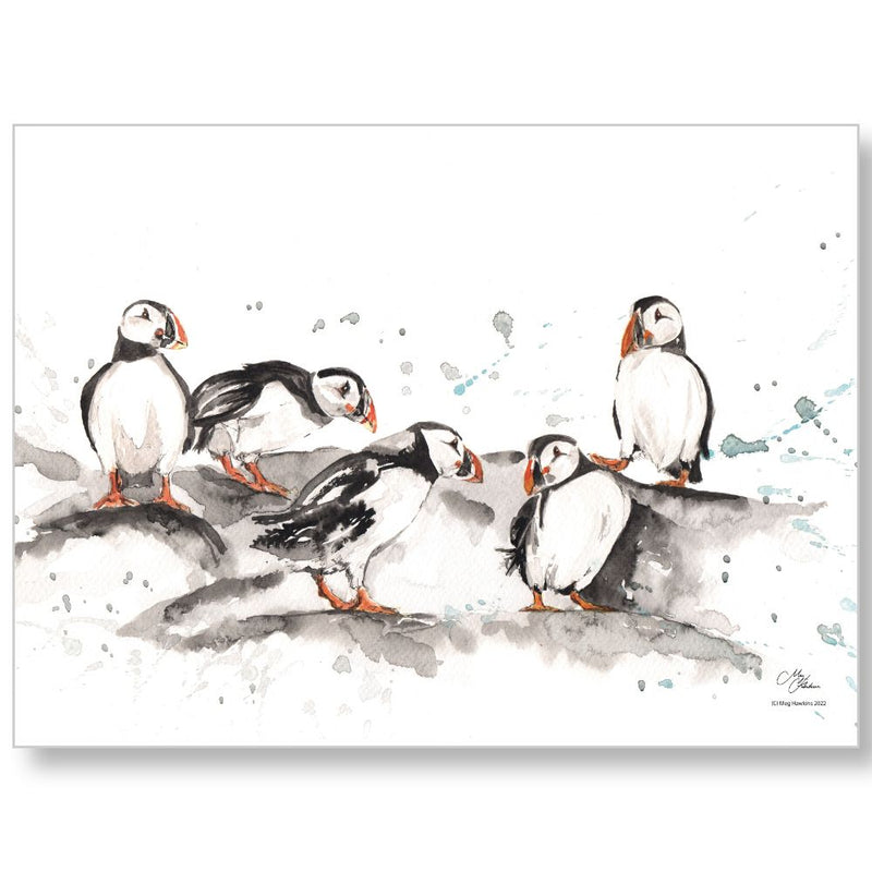 Meg Hawkins Puffin Group Tea Towel