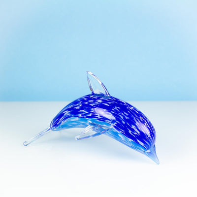 Glass Dolphin, blue, 20cm