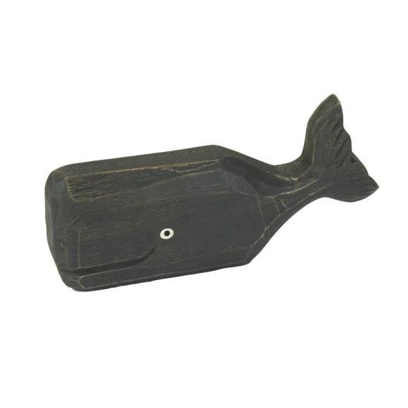 Wooden Whale Navy Decor 20cm