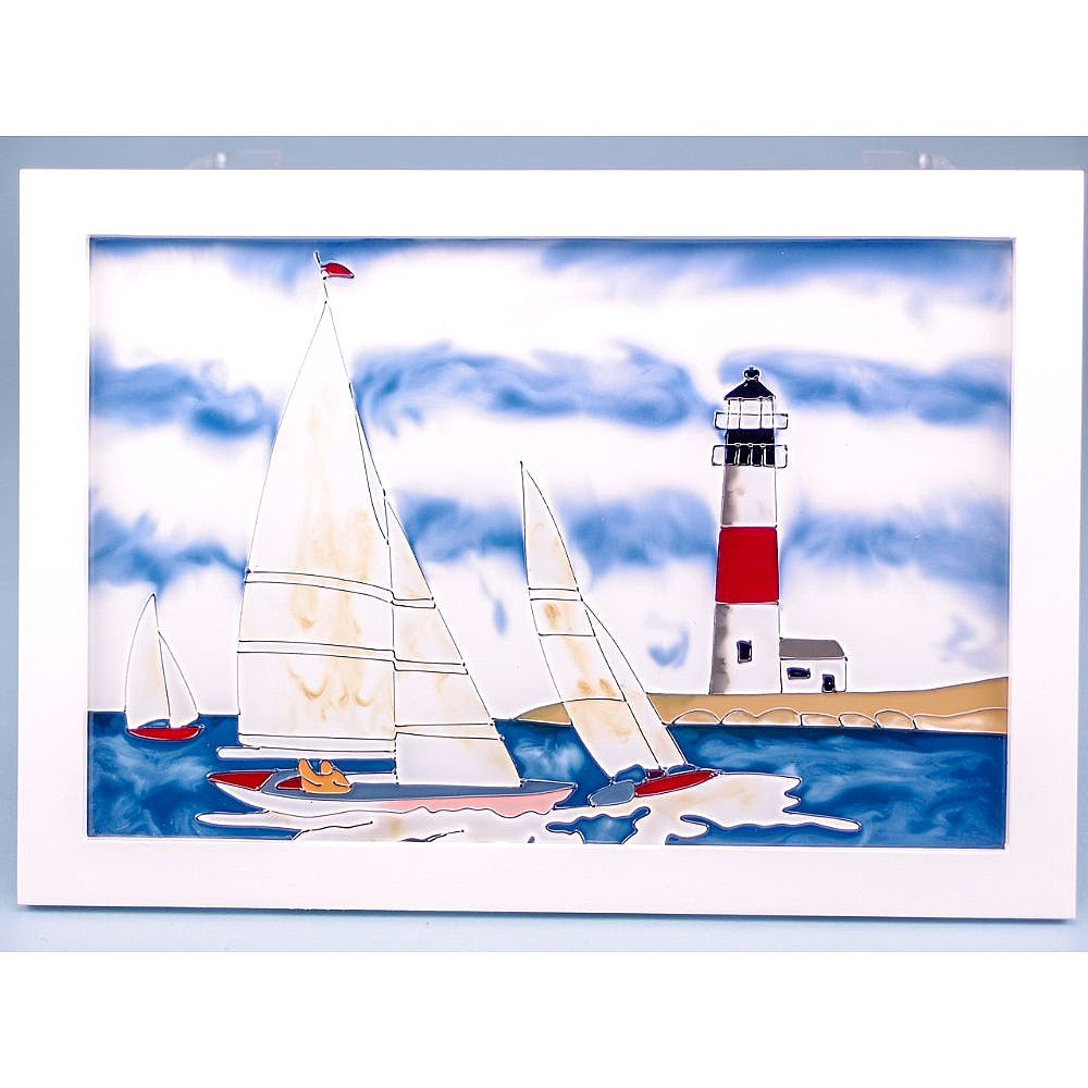 Seaside Scenes, Yacht & Lighthouse, 33x23cm - from Nauticalia