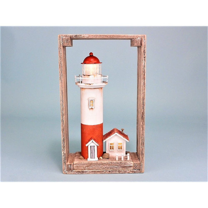Lighthouse with LED Light in Frame, 30x18cm - from Nauticalia