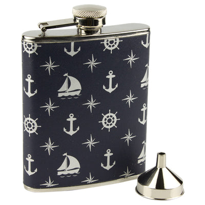 Nautical-Patterned Hip Flask - from Nauticalia