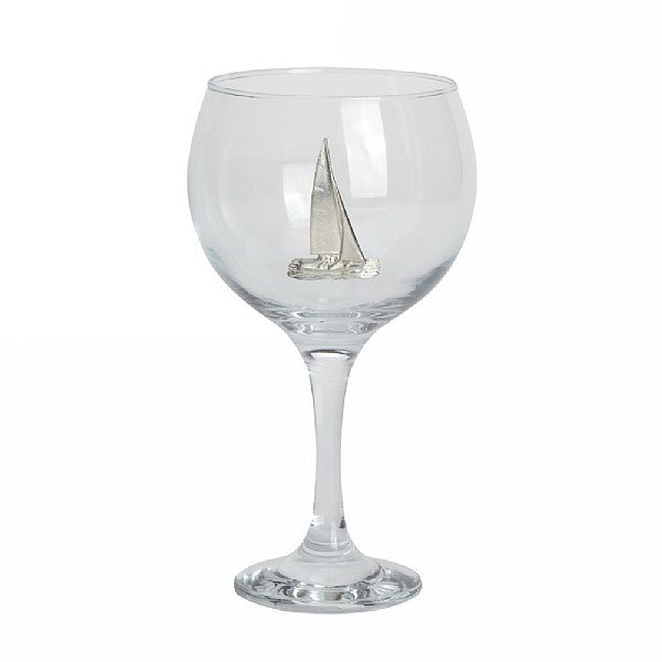 Gin Glass with Pewter Badge