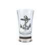 Shot Glass with pewter base and badge
