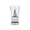 Shot Glass with pewter base and badge