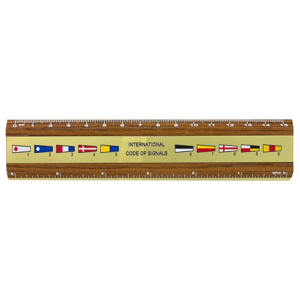 Pennants Brass & Teak Ruler 15cm - from Nauticalia