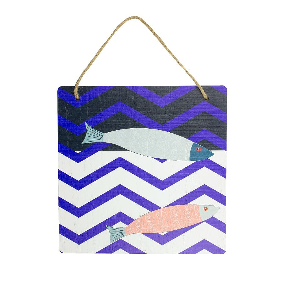 Triple fish picture, white, 20x20cm - from Nauticalia