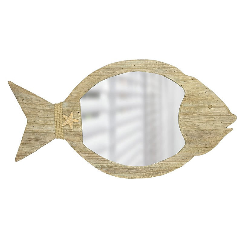 Fish-shaped Wooden-framed Mirror - from Nauticalia