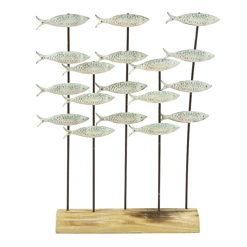 Shoal of Metal Fish on Display Stand