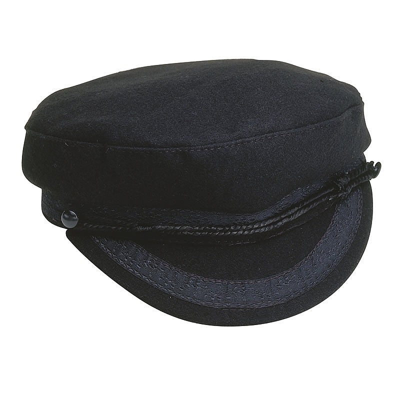 Woollen Breton-style Cap in Navy Blue