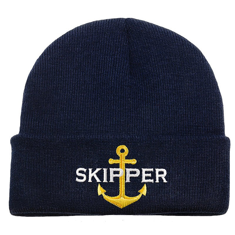Knitted Beanie Hat with Anchor