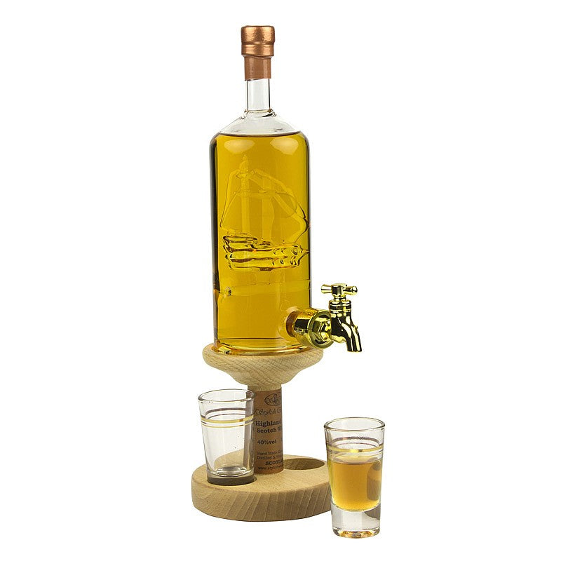 Personalised Whisky Ship-in-Bottle with Two Glasses - from Nauticalia