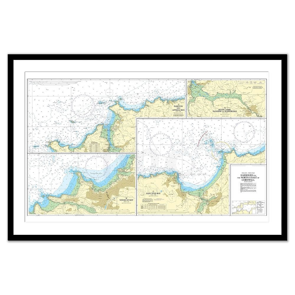 Framed Print - Admiralty Chart 1168 - Harbours on the North Coast of Cornwall