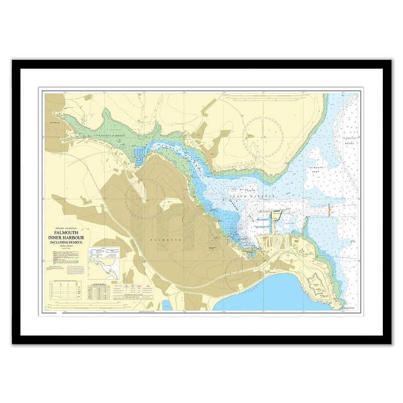 Framed Print - Admiralty Chart 18 - Falmouth Inner Harbour including Penryn