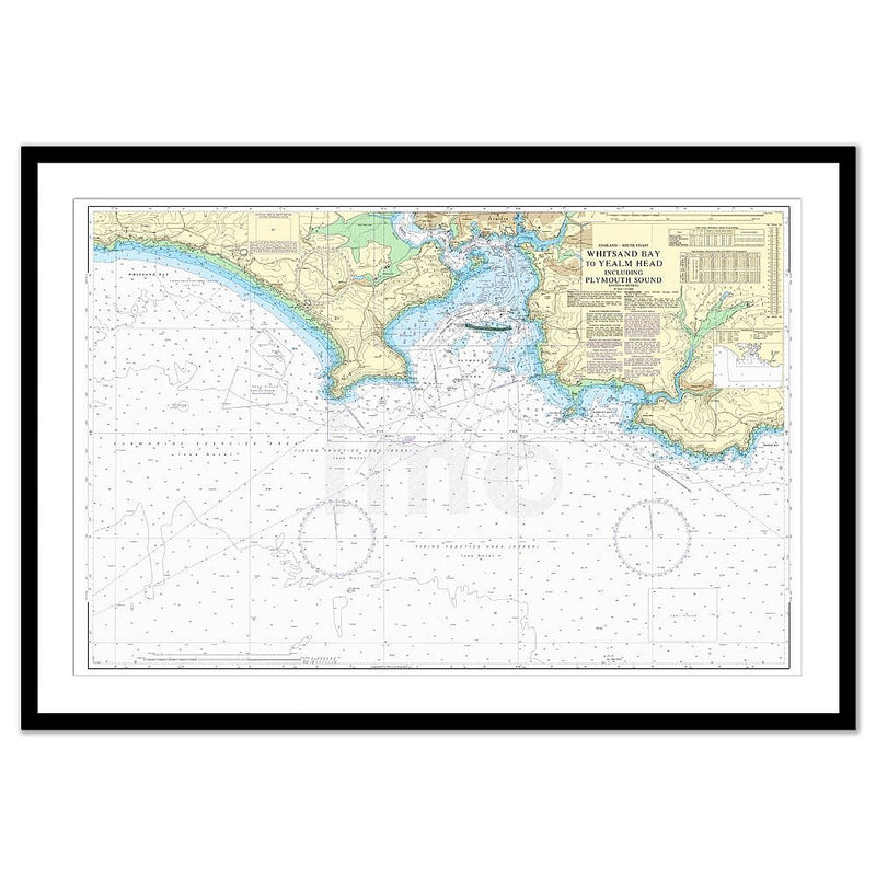 Framed Print - Admiralty Chart 1900 - Whitsand Bay to Yealm Head including Plymouth Sound