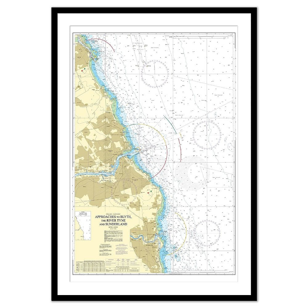 Framed Print - Admiralty Chart 1935 - Approaches to Blyth, the River Tyne and Sunderland