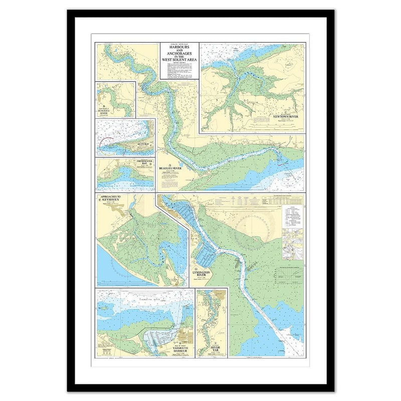 Framed Print - Admiralty Chart 2021 - Harbours and Anchorages in the West Solent Area