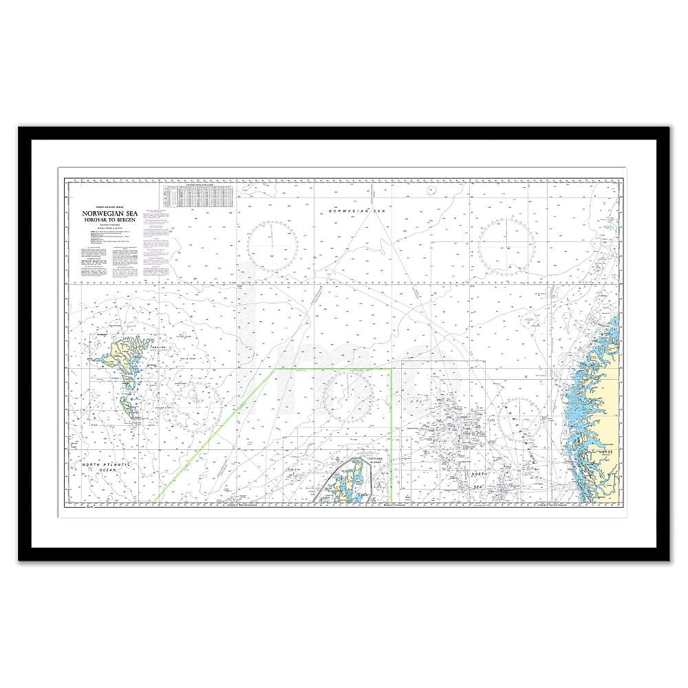 Framed Print - Admiralty Chart 2182D - Norwegian Sea - Faeroes to Bergen