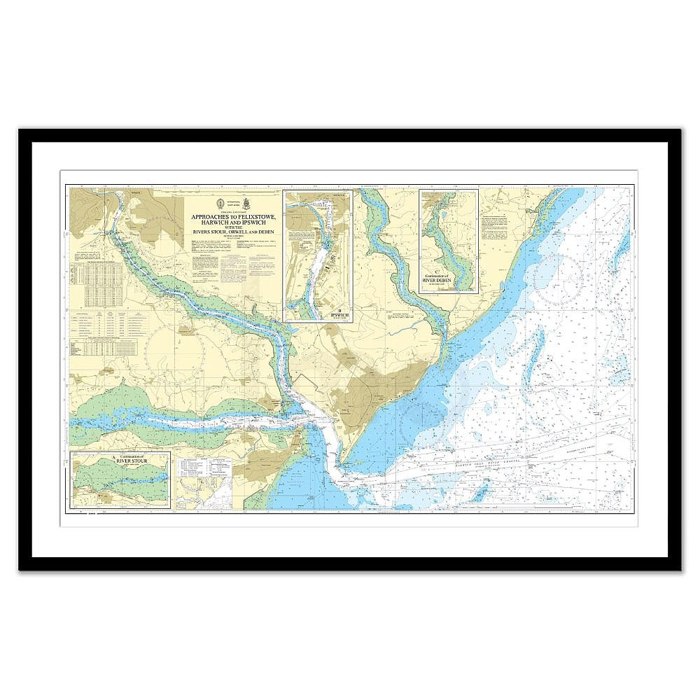 Framed Print - Admiralty Chart 2693 - Approaches to Felixstowe, Harwich and Ipswich with the Rivers Stour, Orwell and Deben