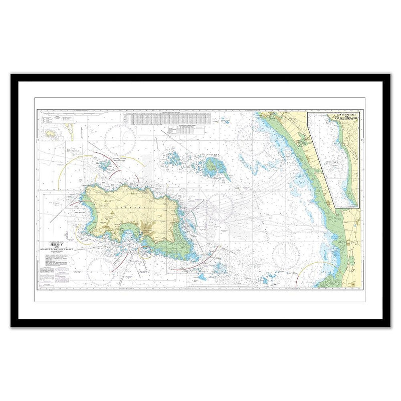 Framed Print - Admiralty Chart 3655 - Jersey and Adjacent Coast of France