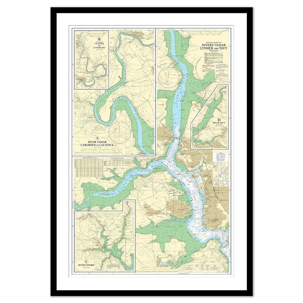 Framed Print - Admiralty Chart 871 - Rivers Tamar Lynher and Tavy