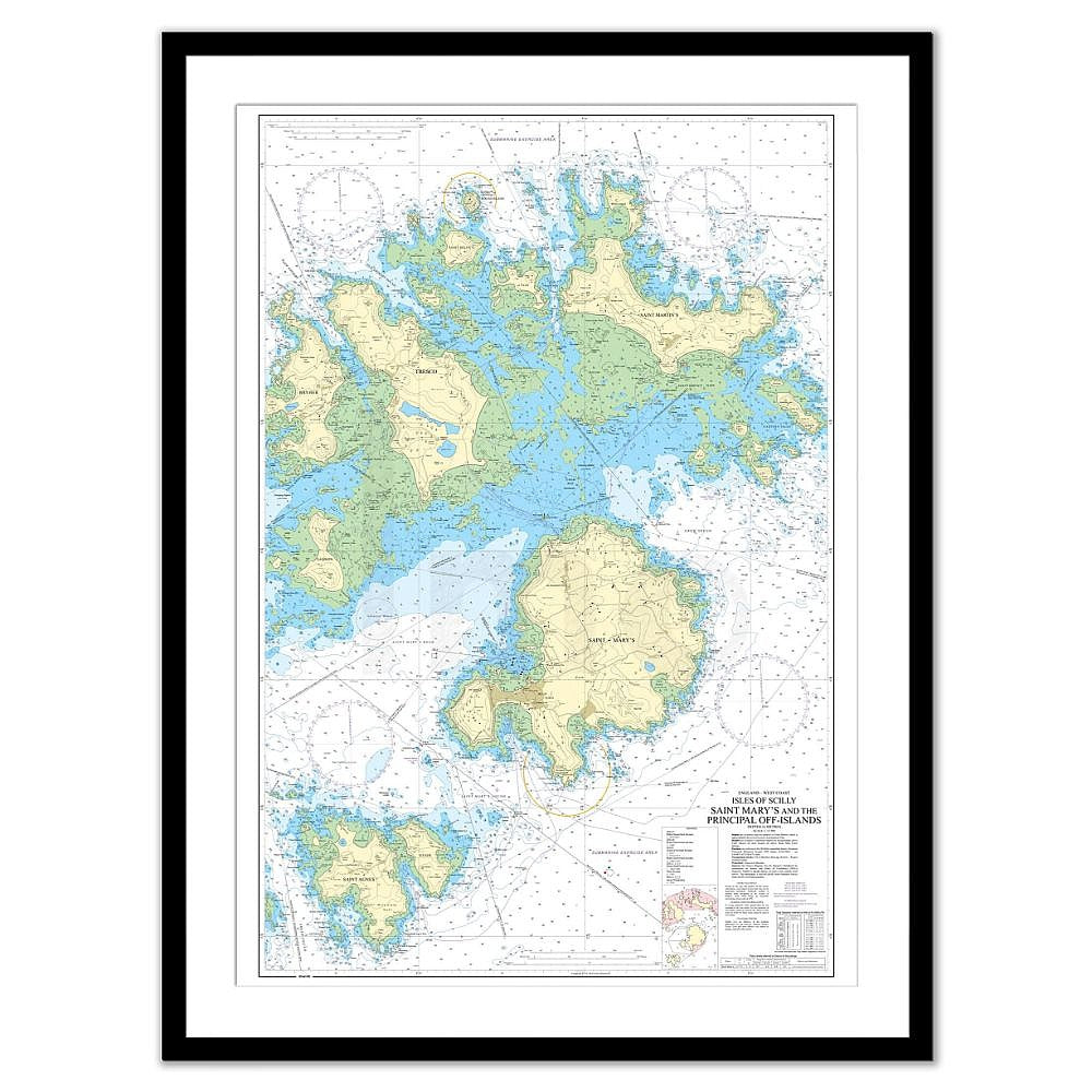 Framed Print - Admiralty Chart 883 - Isles of Scilly Saint Mary's and the Principal Off-Islands