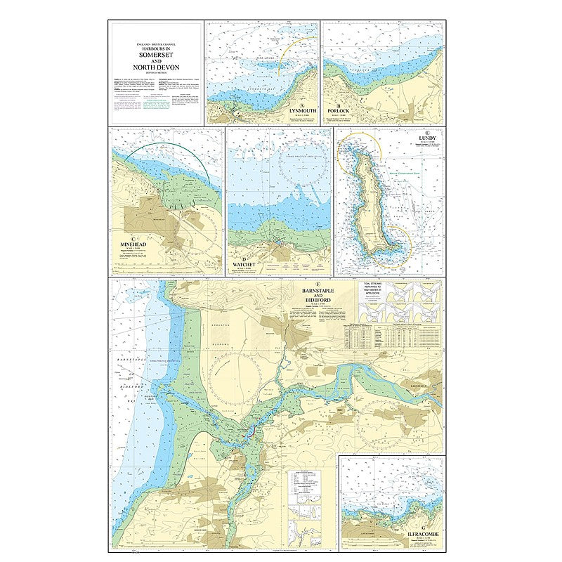 Admiralty Chart Prints 1160 - Harbours in Somerset and North Devon