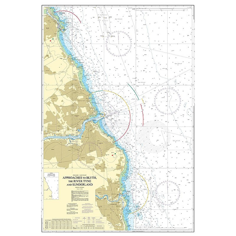 Admiralty Chart Prints 1935 - Approaches to Blyth, the River Tyne and Sunderland