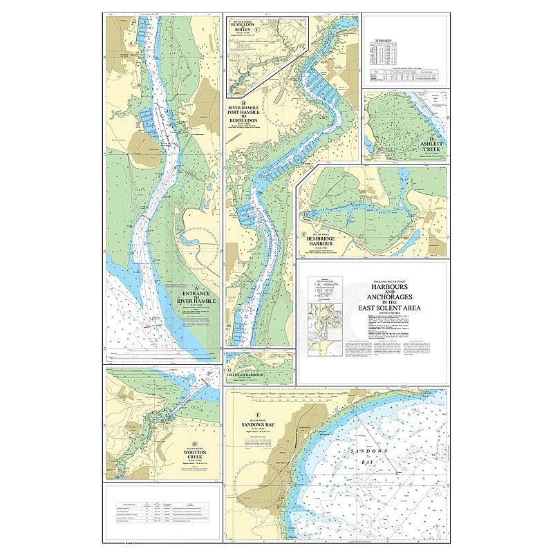 Admiralty Chart Prints 2022 - Harbours and Anchorages in the East Solent Area